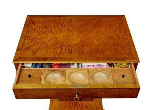 LATE 19TH CENTURY BIRCH SEWING TABLE WITH CONTENTS - ADDITIONAL PHOTO 4