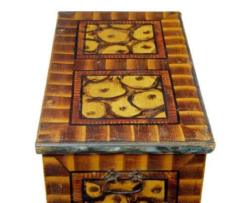 19TH CENTURY ALPINE REGION HAND PAINTED MARRIAGE CHEST - ADDITIONAL PHOTO 1