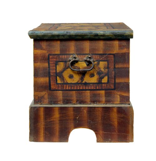 19TH CENTURY ALPINE REGION HAND PAINTED MARRIAGE CHEST - ADDITIONAL PHOTO 6