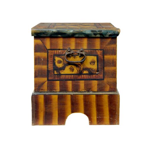 19TH CENTURY ALPINE REGION HAND PAINTED MARRIAGE CHEST - ADDITIONAL PHOTO 8
