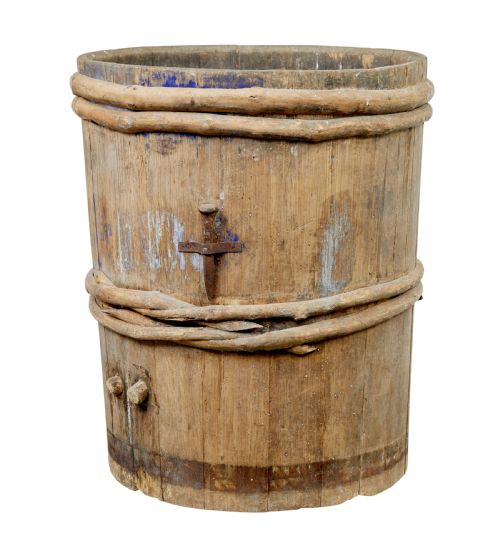 19TH CENTURY RUSTIC SWEDISH PINE BARREL