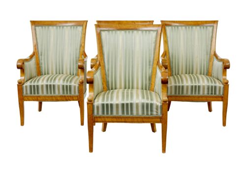 EARLY 20TH CENTURY SET OF 4 KARL JOHAN INFLUENCED BIRCH ARMCHAIRS - ADDITIONAL PHOTO 1