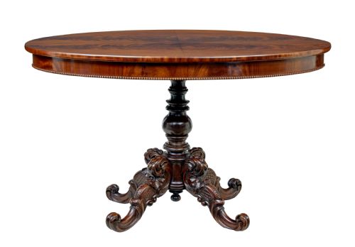 19TH CENTURY SCANDINAVIAN HAND CARVED OVAL CENTER TABLE