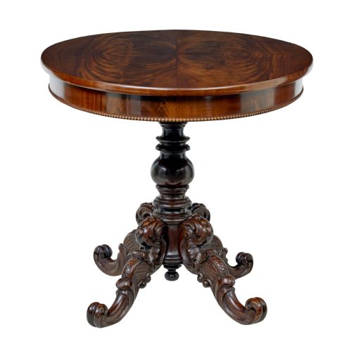 19TH CENTURY SCANDINAVIAN HAND CARVED OVAL CENTER TABLE - ADDITIONAL PHOTO 8
