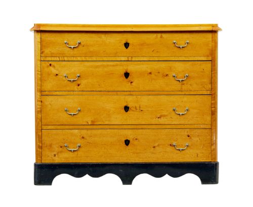 SWEDISH 19TH CENTURY EMPIRE REVIVAL BIRCH CHEST OF DRAWERS - ADDITIONAL PHOTO 2