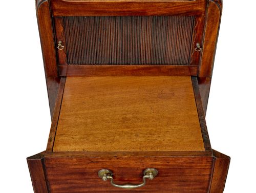 19TH CENTURY GEORGIAN TAMBOUR BEDSIDE TABLE - ADDITIONAL PHOTO 8