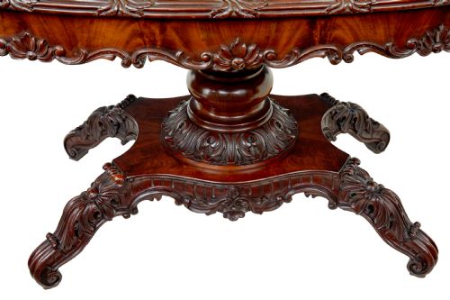 19TH CENTURY HAND CARVED OVAL CENTER TABLE - ADDITIONAL PHOTO 4