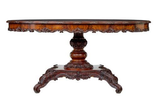 19TH CENTURY HAND CARVED OVAL CENTER TABLE - ADDITIONAL PHOTO 8