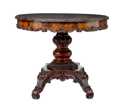 19TH CENTURY HAND CARVED OVAL CENTER TABLE - ADDITIONAL PHOTO 9