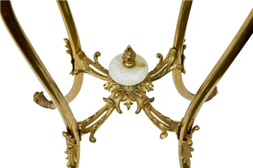 20TH CENTURY CHISELED BRASS AND OYNX PEDESTAL TABLE - ADDITIONAL PHOTO 4