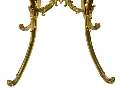 20TH CENTURY CHISELED BRASS AND OYNX PEDESTAL TABLE - ADDITIONAL PHOTO 5