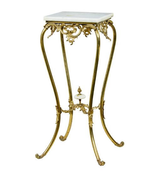 20TH CENTURY CHISELED BRASS AND OYNX PEDESTAL TABLE - ADDITIONAL PHOTO 6