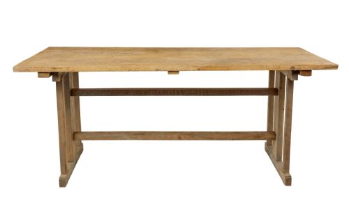 19TH CENTURY SWEDISH OAK AND PINE TRESTLE TABLE - ADDITIONAL PHOTO 1
