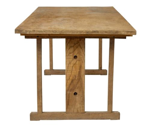 19TH CENTURY SWEDISH OAK AND PINE TRESTLE TABLE - ADDITIONAL PHOTO 3