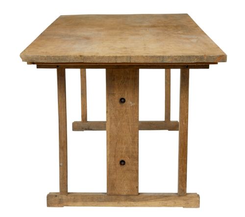 19TH CENTURY SWEDISH OAK AND PINE TRESTLE TABLE - ADDITIONAL PHOTO 4