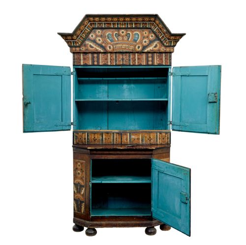 EARLY 19TH CENTURY SWEDISH HAND PAINTED CUPBOARD - ADDITIONAL PHOTO 7