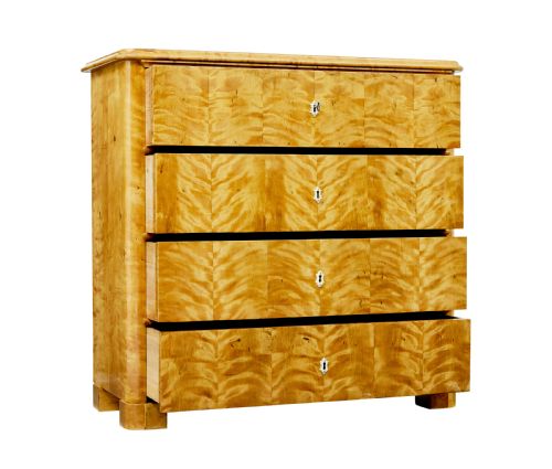 19TH CENTURY SWEDISH TIGER BIRCH CHEST OF DRAWERS - ADDITIONAL PHOTO 1