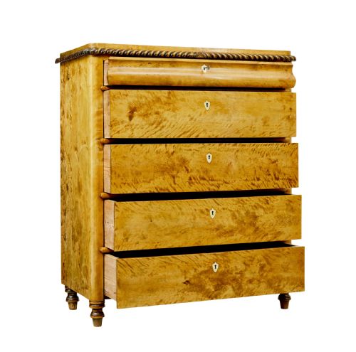 SWEDISH 19TH CENTURY CARVED BIRCH CHEST OF DRAWERS - ADDITIONAL PHOTO 1