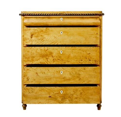 SWEDISH 19TH CENTURY CARVED BIRCH CHEST OF DRAWERS - ADDITIONAL PHOTO 2