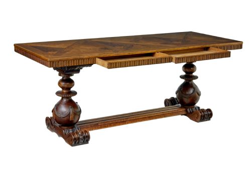 SCANDINAVIAN EARLY 20TH CARVED WALNUT DESK - ADDITIONAL PHOTO 1