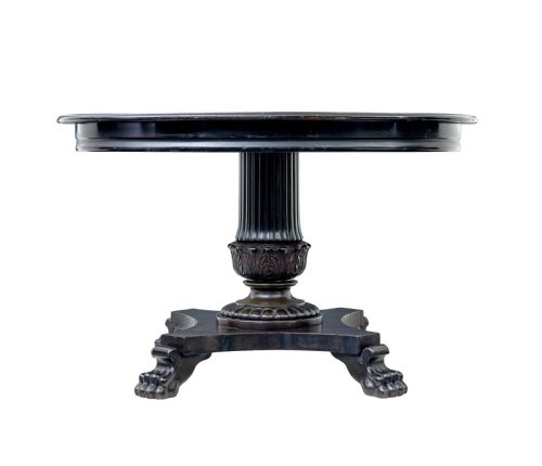 19TH CENTURY CARVED BLACKENED OVAL CENTER TABLE - ADDITIONAL PHOTO 3