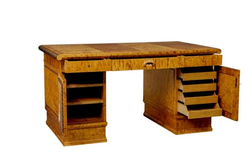SCANDINAVIAN BIRCH ART DECO PEDESTAL DESK - ADDITIONAL PHOTO 1