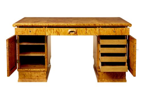 SCANDINAVIAN BIRCH ART DECO PEDESTAL DESK - ADDITIONAL PHOTO 2