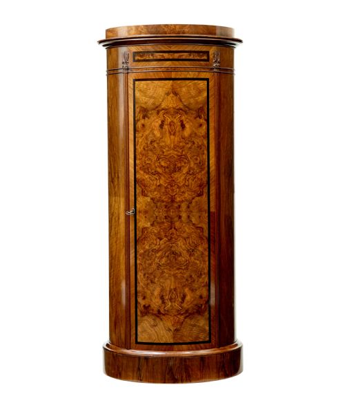 19TH CENTURY BURR WALNUT PEDESTAL CUPBOARD
