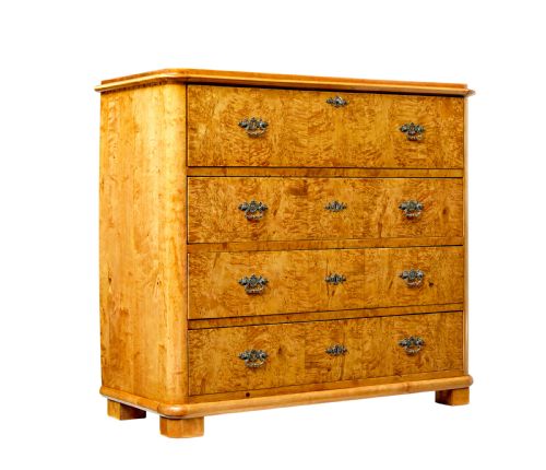 MID 19TH CENTURY BURR BIRCH SWEDISH SECRETAIRE CHEST OF DRAWERS