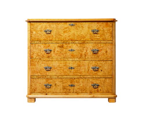 MID 19TH CENTURY BURR BIRCH SWEDISH SECRETAIRE CHEST OF DRAWERS - ADDITIONAL PHOTO 2