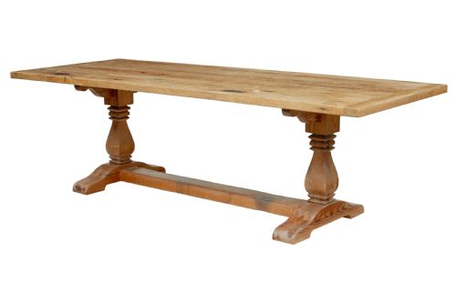 19TH CENTURY CARVED PINE REFECTORY DINING TABLE