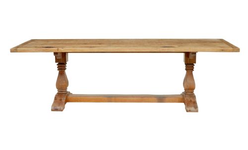 19TH CENTURY CARVED PINE REFECTORY DINING TABLE - ADDITIONAL PHOTO 1