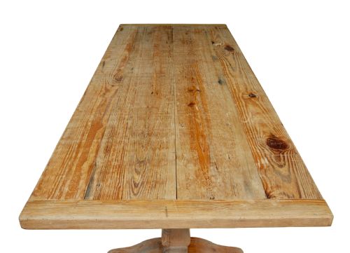 19TH CENTURY CARVED PINE REFECTORY DINING TABLE - ADDITIONAL PHOTO 4