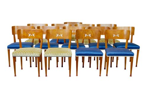 Rare Set of Swedish Art Deco Elm Klismos Dining Chairs