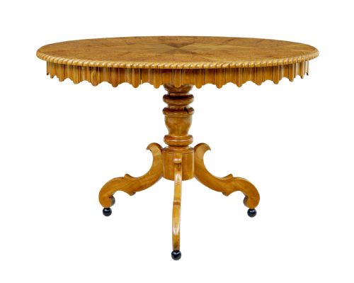 19th Century Swedish Oval Burr Birch Occasional Table