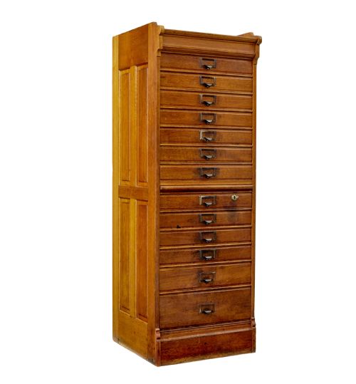 Early 20th Century Solid Oak Filing Chest of Drawers