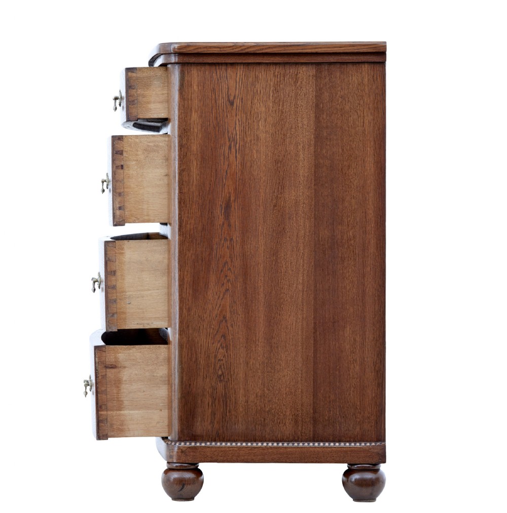 19TH CENTURY BOWFRONT OAK CHEST OF DRAWERS View IV