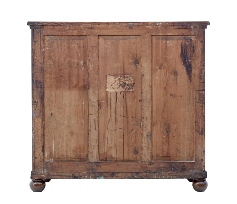 19TH CENTURY BOWFRONT OAK CHEST OF DRAWERS View V