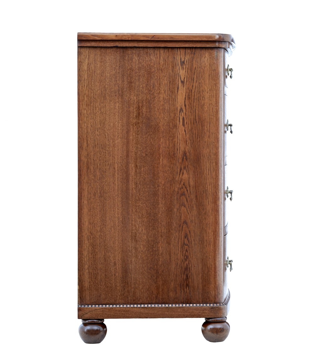 19TH CENTURY BOWFRONT OAK CHEST OF DRAWERS View VI