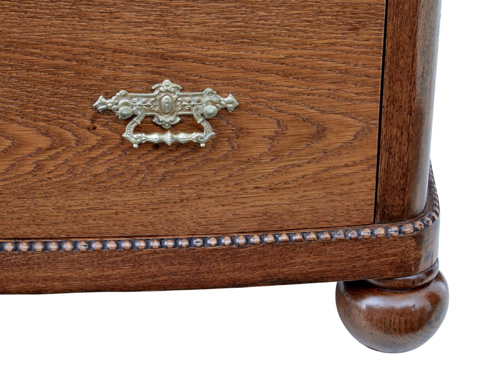 19TH CENTURY BOWFRONT OAK CHEST OF DRAWERS View VIII