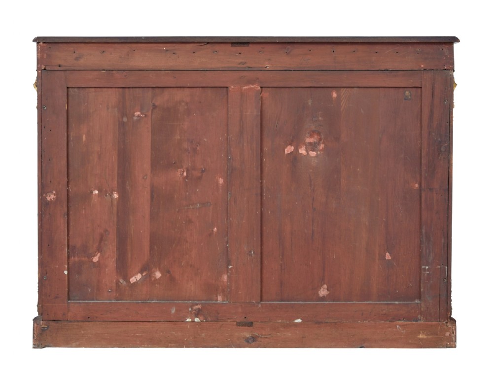 A 19th-century Victorian burr walnut glazed credenza featuring curved glass side doors and decorative gilt metal mounts. View V