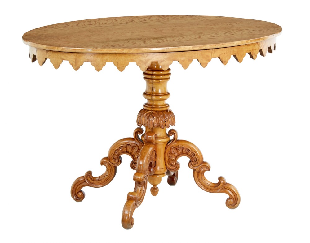 SWEDISH 19TH CENTURY BIRCH OVAL OCCASIONAL TABLE