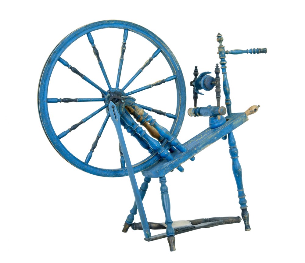 SWEDISH PAINTED 19TH CENTURY SPINNING WHEEL