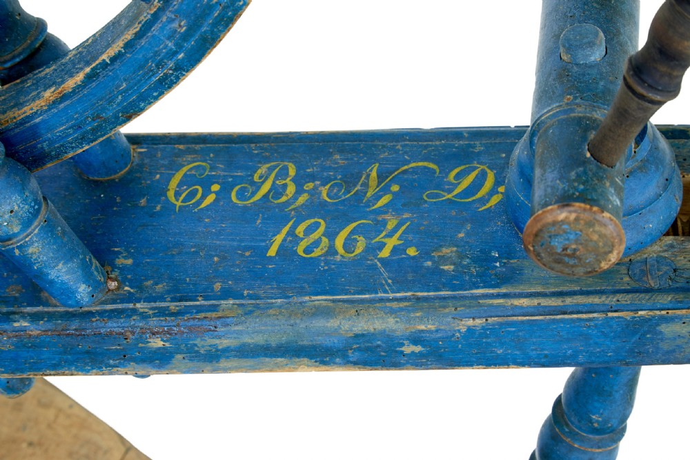 SWEDISH PAINTED 19TH CENTURY SPINNING WHEEL View VIII
