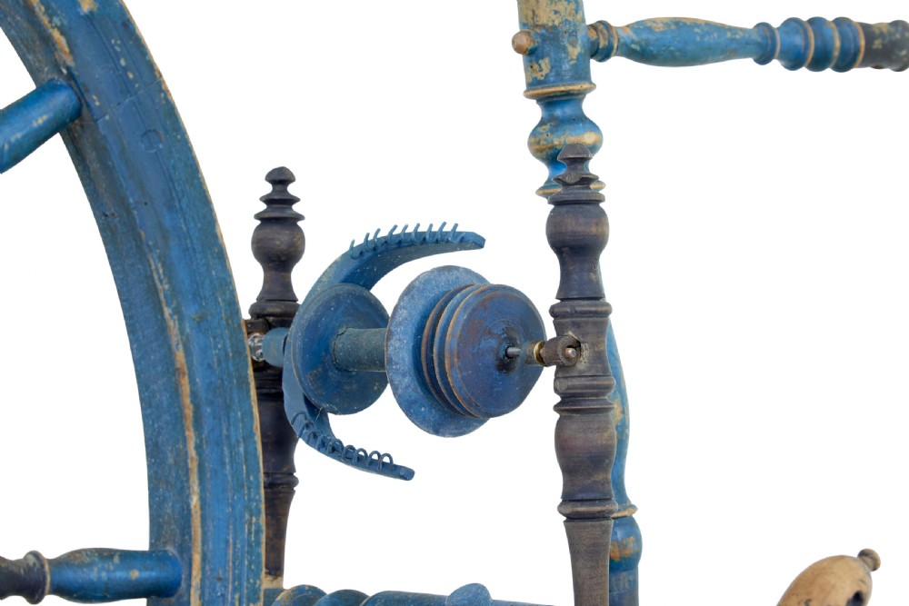 SWEDISH PAINTED 19TH CENTURY SPINNING WHEEL View IX