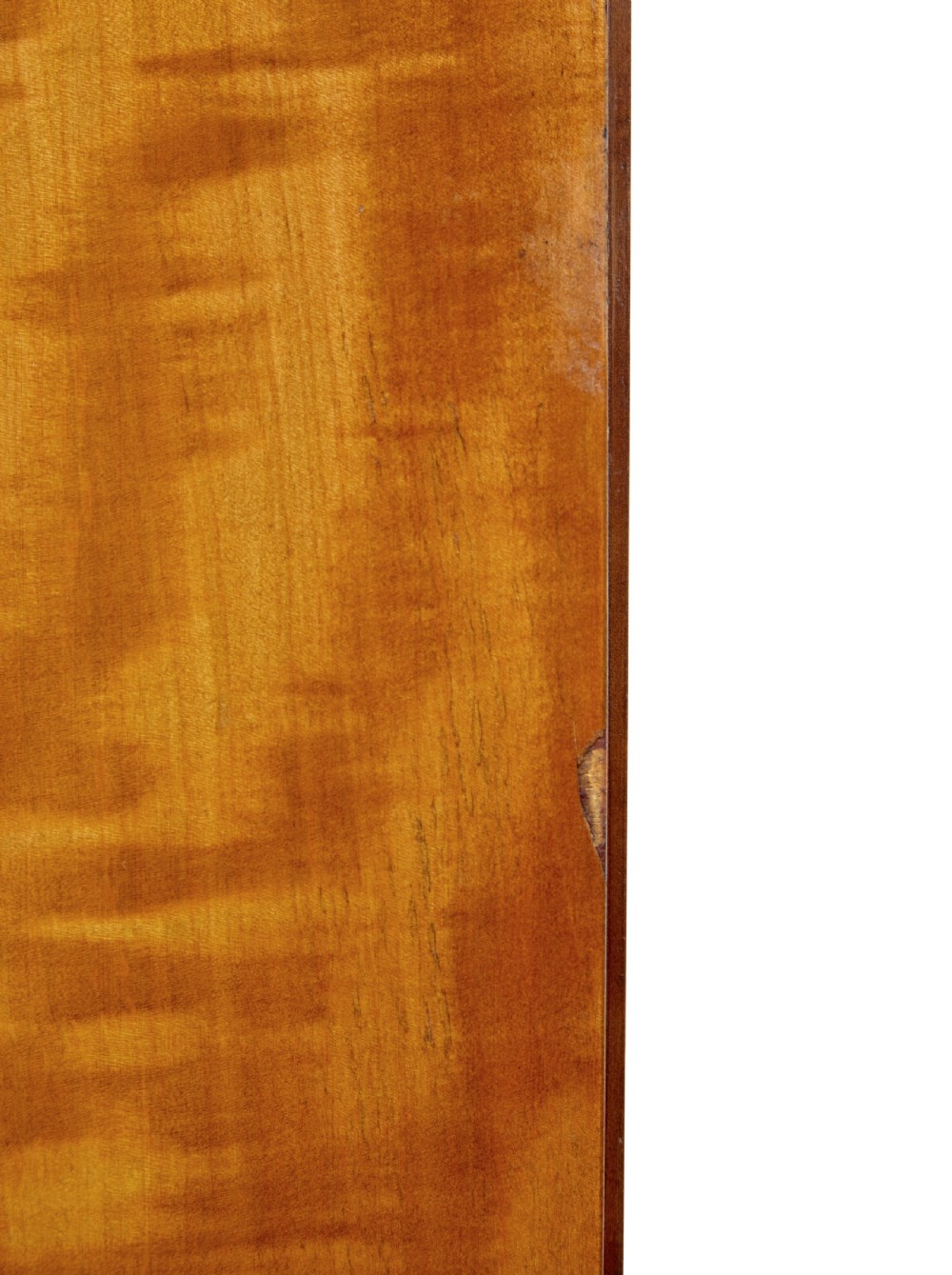 A mid-century modern double-door wardrobe crafted from figured golden birch wood with short tapered legs. View IX