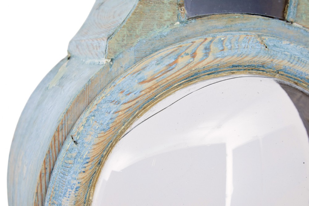 A mid-19th century Swedish Mora longcase clock crafted from pine with a distressed pale blue painted finish and a white circular dial. View XI