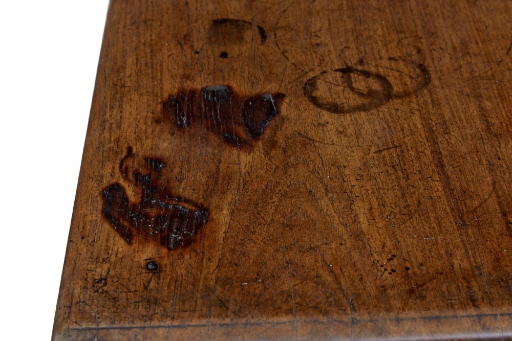 An 18th-century rustic walnut side table featuring turned legs, a single drawer with wooden knobs, and a low stretcher base. View III