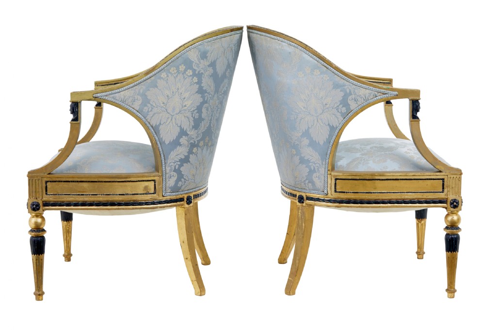 PAIR OF 19TH CENTURY SWEDISH GOTHENBURG GILT ARMCHAIRS View II