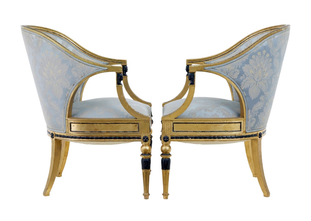 PAIR OF 19TH CENTURY SWEDISH GOTHENBURG GILT ARMCHAIRS View III